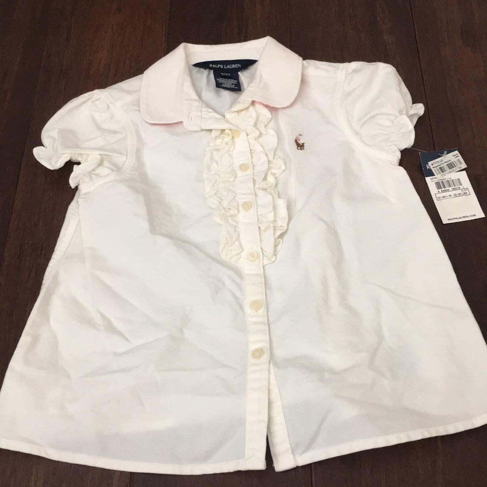 NWT Ralph Lauren White Button Front Shirt 3/3T